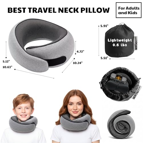 Travel Pillow for Airplane,Ergonomic Neck Support Memory Foam Scarf Pillows, Design Like a Cinnamon Roll, Soft & Comfy for Travel, Car, Train & Office, Adults & Kids, Includes 3D Eye Mask & Pill Case - view 3