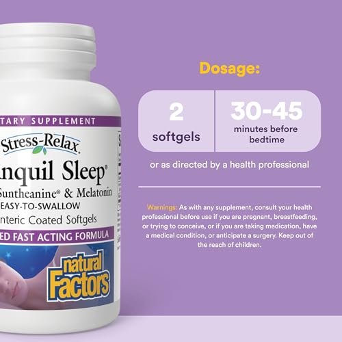 Stress-Relax Tranquil Sleep, Sleep Aid with Suntheanine L-Theanine, 5-HTP, Melatonin, 45 Softgels - view 3