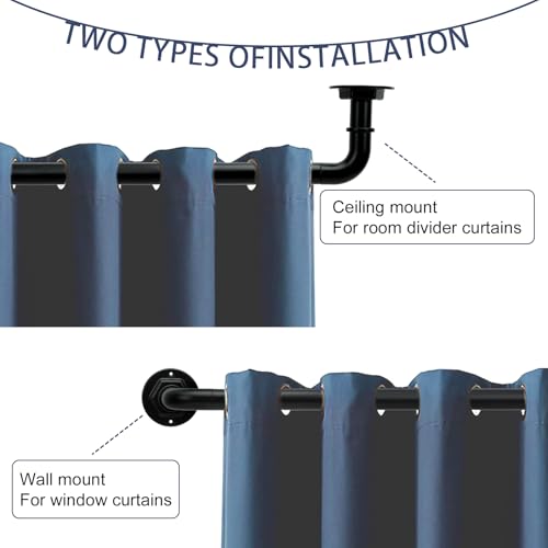Curtain Rods for Windows 16 to 88 Inches Adjustable Blackout Wrap Around 1 Inch Diameter Curtain Rod, Black - view 4