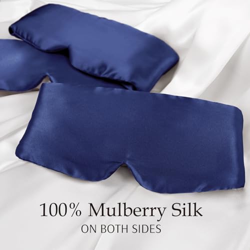 100% Mulberry Silk Sleep Mask Eye Mask for Men and Women, Dark Blue - view 2