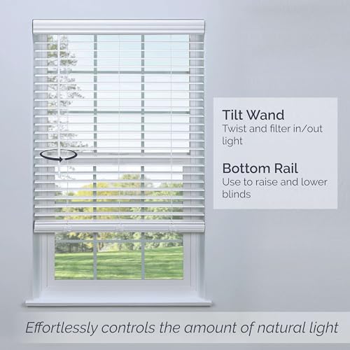 Cordless 2" Faux Wood Blind White 69 W x 52 H, Flush Inside Mount (No Valance Side Pieces/Returns Included, Arrives ½ Inch Narrower) - view 5