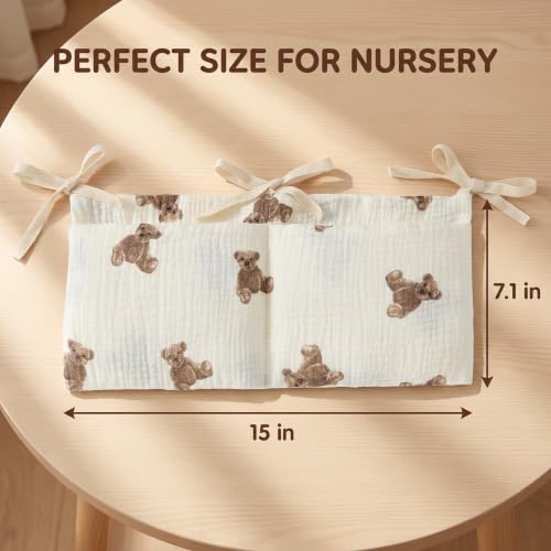 White Bedside Hanging Bags Milk Bottle Bib-Storage Crib Organizer Baby Nappy-Dormitory Bed-Bunk Organizing Bag Nappy- Organizer, Little Bear Nursery Hanging Organizers - view 2