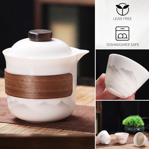 Porcelain Chinese Gongfu Tea Set,Portable Ceramic Teapot Set,Portable All in One Mini Travel Bag for Travel,Home,Gifting,Outdoor Camping Picnic and Office Business Hotel Tea lover - view 5