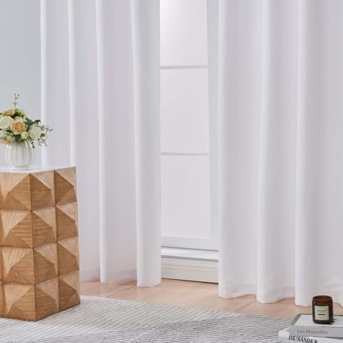 Pure White Curtains 36 Inches Long 2 Panels, Room Darkening Half Window Rod Pocket Privacy Short Curtains, Thermal Insulated Curtain Tiers for Kitchen Bathroom Shades, W40 x L36 Inch - view 4