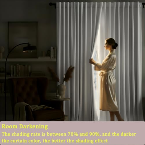 White Velvet Blackout Curtains 52x90 inches, 2Pcs, Back Tab - view 5