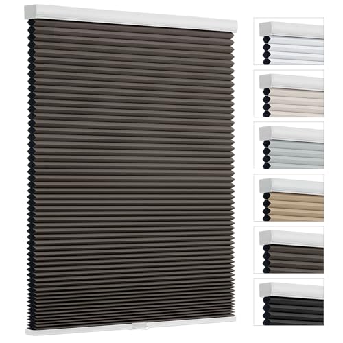 Cellular Shades Cordless Blackout Honeycomb Door Indoor Window Blinds Black Out Room Darkening, Custom Size, Light Blocking, Taupe