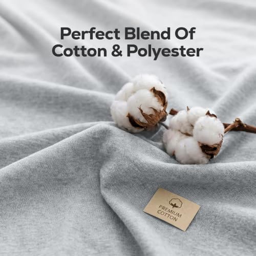 Twin Fitted Sheet Only – Jersey Knit Cotton, Stretchy T-Shirt Soft Bottom Sheet, Snug Fit & Wrinkle-Free, Heather Light Grey - view 3