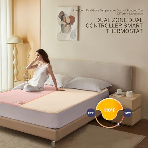 Electric Mattress Pad Queen Size Quilted Wave 10 Heat Settings & Dual Control with 12 Hour Auto Off,Deep Pocket Fits up to 18",Coral Fleece Bed Warmer,ETL Certified Machine Washable,60"x80" - view 3