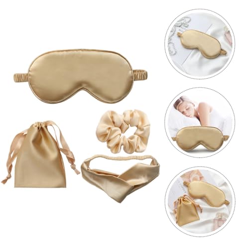 Golden Silk Sleeping Mask 4pcs Set with Hairband, Hair Tie Xmas - view 6