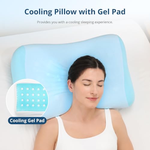 Cooling Gel Memory Foam Pillow, Cervical Neck Pillow Support, Blue - view 4