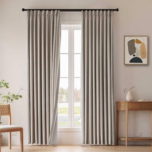 Sand Pinch Pleated Blackout Curtains, Bedroom Drapes, 2 Panels, 40"W x 84"L