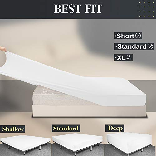 Soft Stretch Queen Fitted Sheet Only, Jersey Knit, White - view 4
