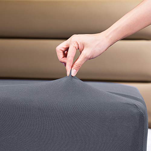 Fitted Sheet- Queen Fitted Sheet Only（No Flat Sheet or Pillow Shams）,4 Way Stretch Micro-Knit,Snug Fit,Wrinkle Free,for Standard Mattress and Air Bed Mattress from 8” Up to 14”,Gray