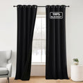 Black 100% Blackout Curtains for Living Room 2 Panels Set