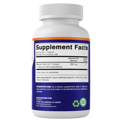 Valerian Root 20:1 Extract 250 mg, 240 Capsules - view 7
