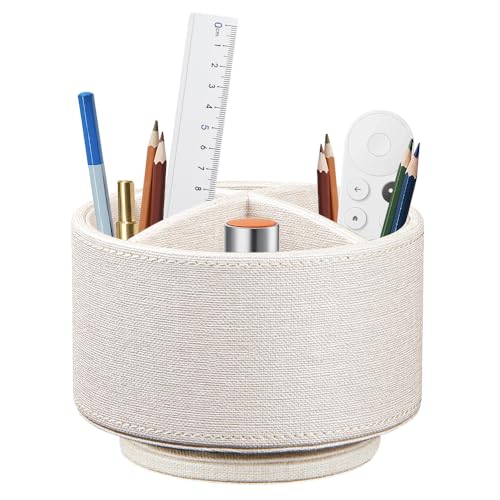 360°Rotatable TV Remote Control Holder with 4 Compartments Desk Accessories