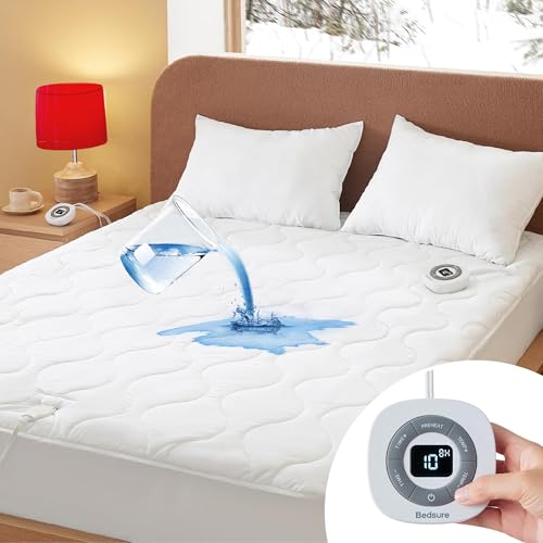 Waterproof Heated Mattress Pad Queen Cotton Top Electric Bed Warmer
