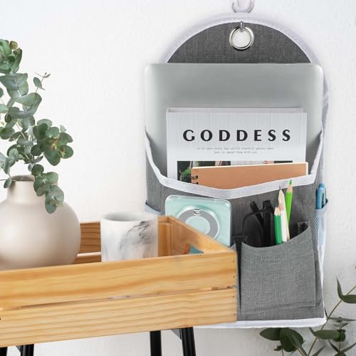 1 Pack Wall Hanging Organizer Bag with Pockets Fabric Storage Bag Basket Wall Mount Hangable Organizer File Pocket Fabric Magazine Waterproof for Bathroom, Office, Kitchen, Bedroom - view 5