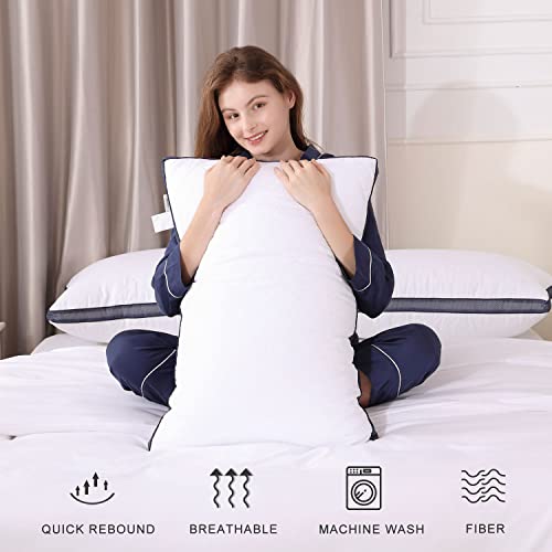Gusseted Queen Size Bed Pillows Set of 2, Luxury Hotel Pillows - view 6