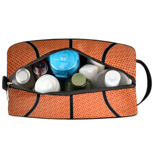 Kids Travel Toiletry Bag - Waterproof Hanging Cosmetic Hygiene Bags for Boys Men - Basketball Pattern Large Shave Kit for Toiletries Accessories Bathroom Stuff - view 3