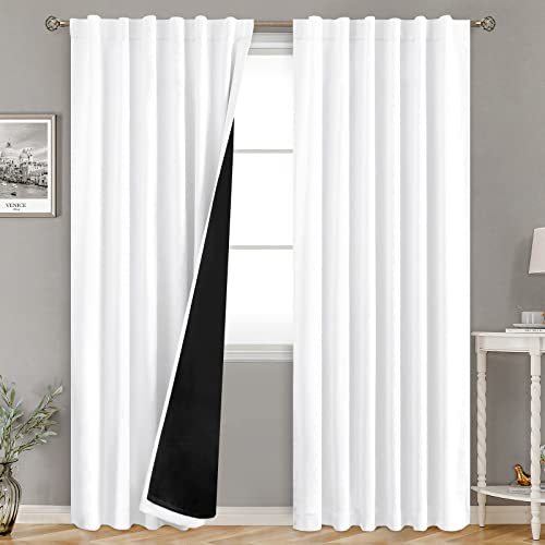 Full Blackout Curtains with Thermal Insulation Liner, Pure White