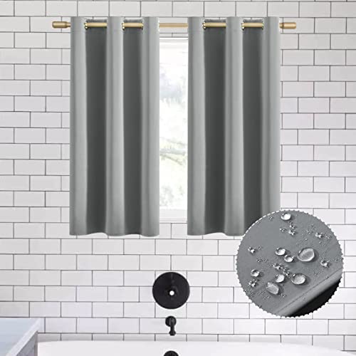 48 Inch Blackout Waterproof Short Curtains for Windows, Thermal Insulated Grommet Drapes for Kitchen Bedroom Small Window, 36'' W x 48'' Length 2 Panels Set, Light Grey - view 4