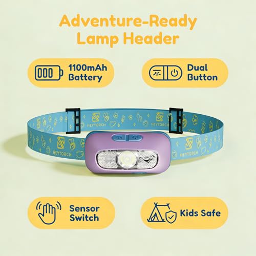 Kids Camping Light Set - Rechargeable Lantern & Motion Sensor Headlamp with USB-C Charging, 3 Color Dimmable Night Light for Boys Girls Indoor Outdoor Adventures (Purple) - view 5