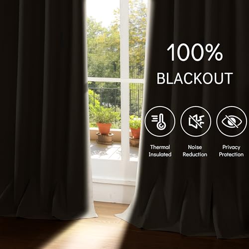 Linen Curtains 84 Inches Long 2 Panels Set 100% Blackout Curtain - view 2