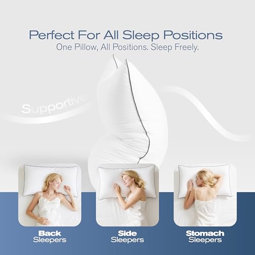 Pillows Standard Size Set of 4, Ultra Thick Down Alternative Bed Pillows,Cooling Hotel Quality Standard Pillow for Back, Stomach or Side Sleepers, Machine Washable(White,4 Pack) - view 6