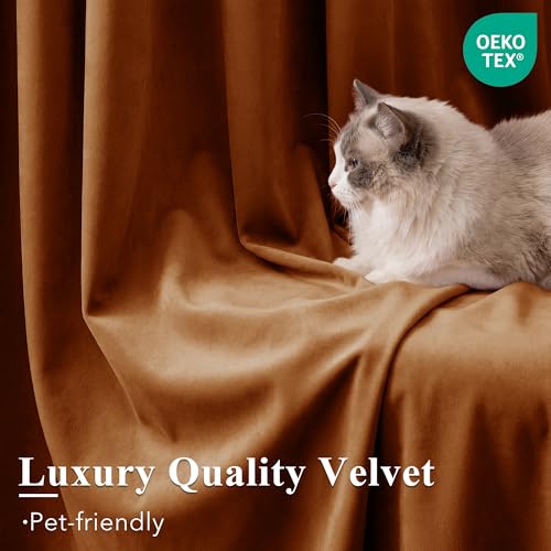 Burnt Orange Velvet Curtains for Sliding Door, W52 x L96, 2 Panels - view 5