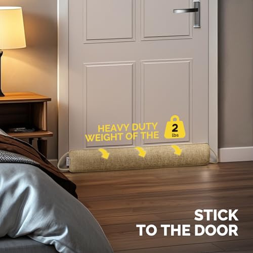 32" Door Draft Stopper, Weighted Under Door Noise Stopper, Oatmeal - view 3