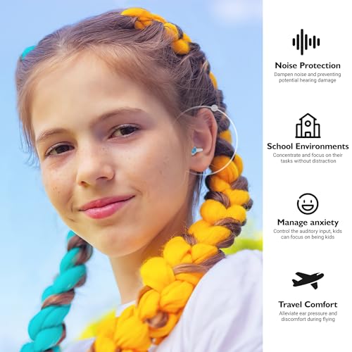 Kids Ear Plugs (6-12 yrs) - Ear Protection for Child Adult with Small Ear Canals, Reusable Noise Relief Earplugs for Fly, Sports, Firework, Noise Sensitivity, Festival, Tinnitus Relief, 25dB, 2 Pair - view 2