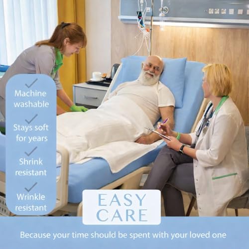 4 Pack Fitted Hospital Bed Sheets for Home Use, 36 x 84 x 12 - view 5