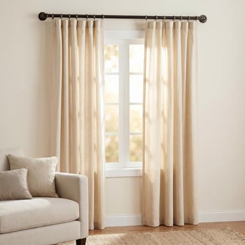 Industrial Curtain Rods for Windows 18 to 45 Inch, 1 Inch Diameter Adjustable small wrap around wraparound Blackout Heavy Duty short farmhouse metal single Drapery Rods with Aluminium Finials - view 7