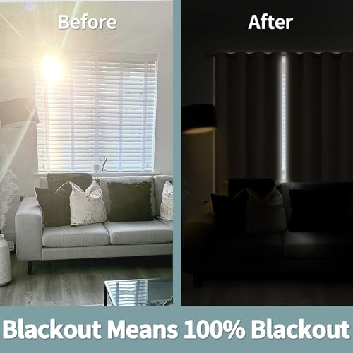 Thermal Insulated 100% Blackout Curtains 63 Inch Length 2 Panels, Total Light Blocking Curtains for Bedroom, Grommet Window Drapes with Thick Black Liner, 52 Inch Wide Each Panel, Champagne - view 3