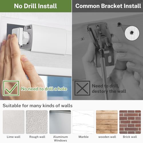 No Drill Cordless Cellular Shades Color-Matched No Tools Cellular Blinds Honeycomb Design Tension Blinds & Shades for Window (Blackout White, Custom Size) - view 3