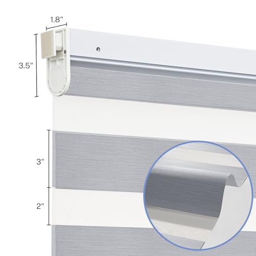 No Drill Zebra Shades, Blackout, Gray, 58 1/2" W x 48" H - view 3