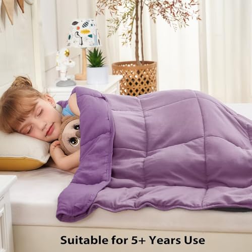 Purple Weighted Blanket 5 Pounds Cooling Weighted Lap Blanket, Heavy Blanket, Weighted Throw Blanket for 5+ Years 40-60lbs, 40"x60" - view 2