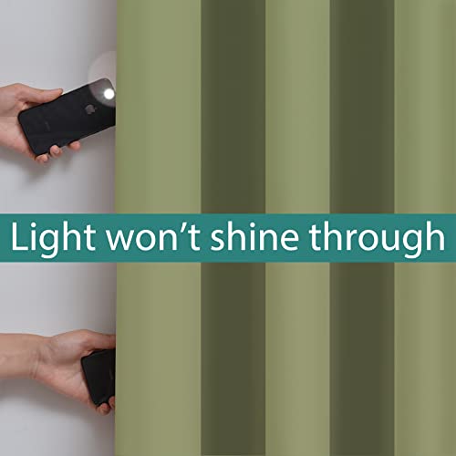 100% Blackout Window Curtain Panels, Heat and Full Light Blocking Drapes with Black Liner for Nursery,Thermal Insulated Draperies (Sage, 2 Pieces, 52Wx63L) - view 3