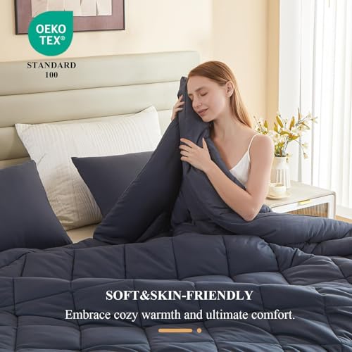 132x120 Alaskan King Comforter, Extra Large King Size Comforter Oversized, All Season Soft Lightweight Quilt Down Alternative Duvet Insert with 8 Corner Tabs(120x132, Grey) - view 6