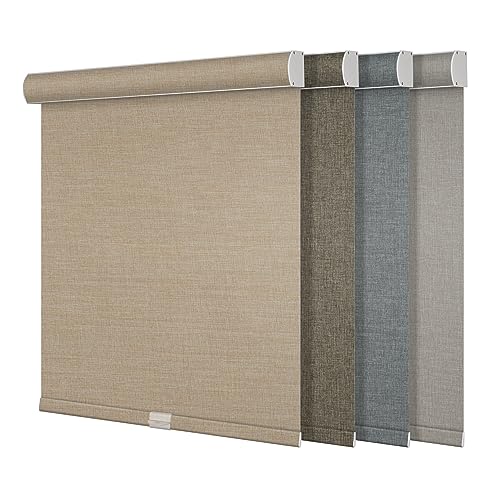 Blackout Roller Shades for Windows, Beige, Custom Size