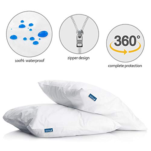 Waterproof Pillow Case Protector Zippered Standard Size White Pillow Covers - view 2