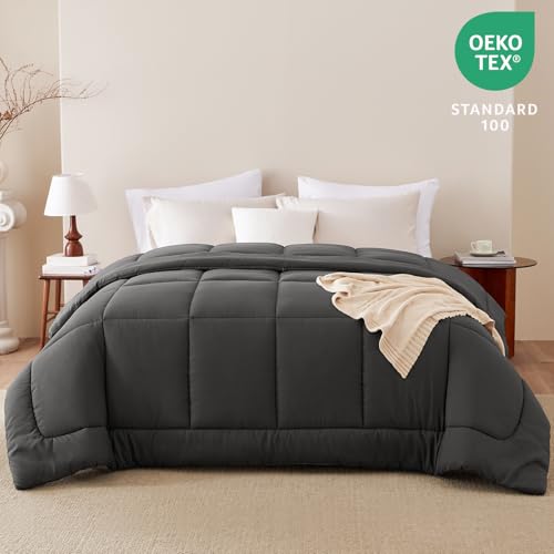 Full Duvet Insert, 300GSM Down Alternative Comforter, Dark Grey - view 3