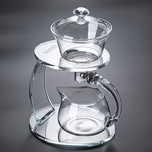 Lazy Kungfu Glass Tea Set Semi Automatic Drip Rotating with Infuser Glass Teapot Set - view 5