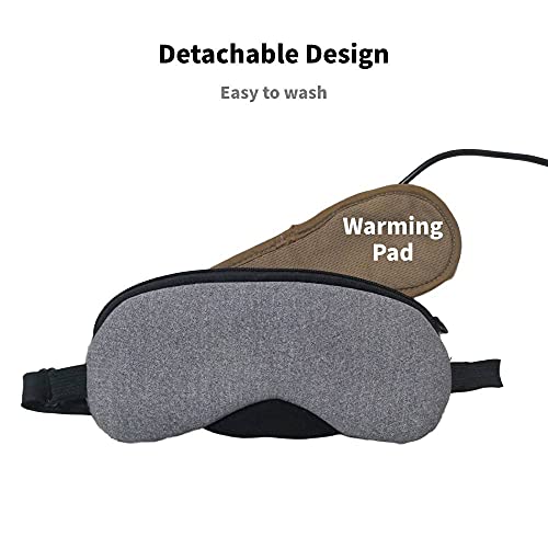 Eyes Heating Pad, Grey Electric USB Sleep Mask, 4 Temperature & Time Settings, Adjustable Head Strap, Reusable Ice Gel Pack - view 5