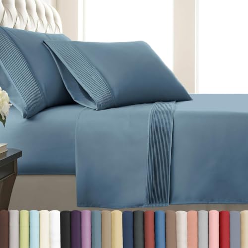 Southshore Fine Living, Inc. Queen Bed Sheets deep Pocket Set with 21" Deep Queen Fitted Sheet, Pillow Cases Standard Set of 2 | Hotel Luxury Quality | Easy Care Microfiber Sheets | Coronet Blue