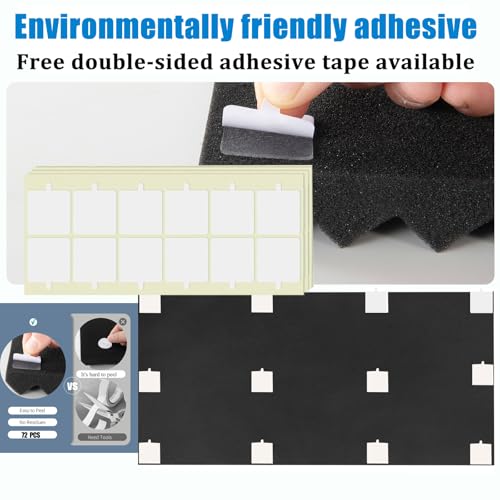 4 Pack Acoustic Foam Panels, 48 x 24 x 2" Sound Proof Foam Panels for Walls - view 3