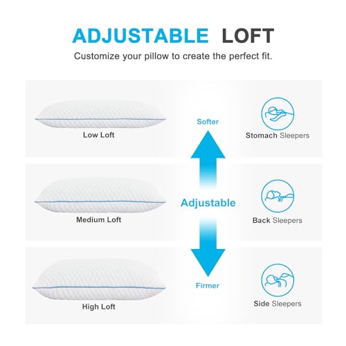 Cooling Shredded Memory Foam Bed Pillows, Queen Size, Set of 4, 20 x 30 in - view 4