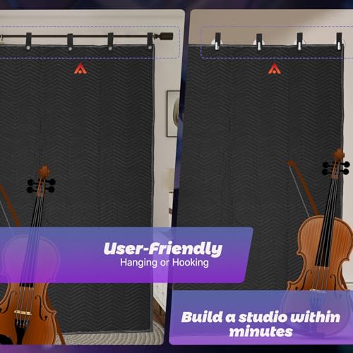 Acoustic Sound Dampening Blanket 72"x80" with Grommets, 2 Pack 850GSM Noise Reduction Cover for Studio Recording, Vocal Booth, Door & Window Insulation - view 5