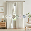 Natural Pinch Pleated Back Tab Full Blackout Curtains 95 Inch